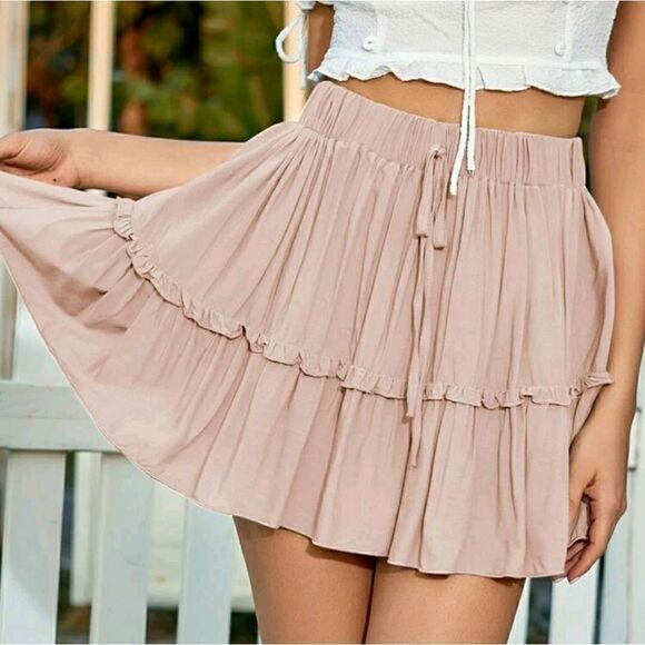 Tie Front Ruffle Hem Skirt - Picture 2 of 7